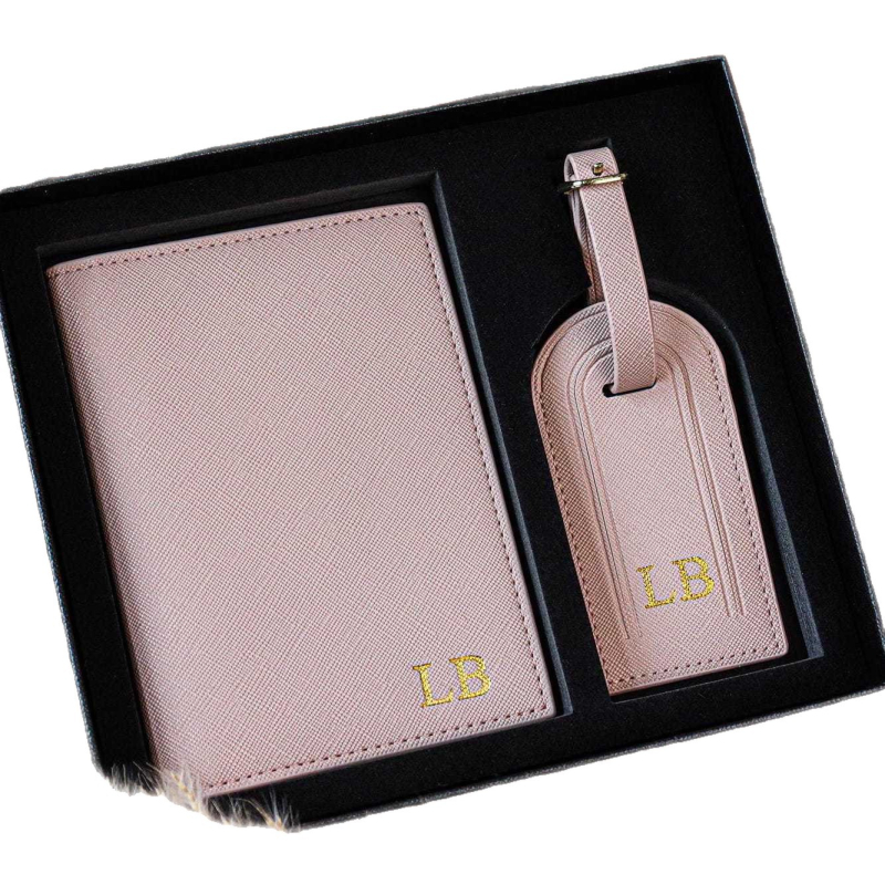 Logopu паспортен калъф и таг за багаж — подаръчен комплект, PU материал, зима 2023, урбан минималистичен стил, буквен модел, износоустойчив