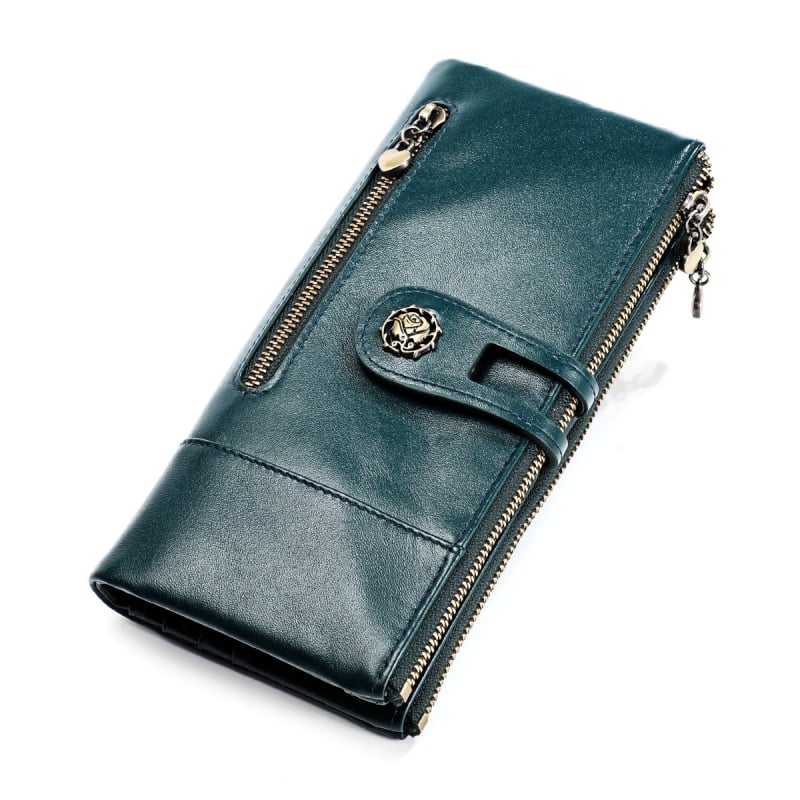 Γυναικείο μακρύ πορτοφόλι με RFID προστασία – Γνήσιο δέρμα, top-grain βοδινού δέρματος, Μοντέλο 3513, Εσωτερική επένδυση πολυεστέρα, Μονόχρωμο σχέδιο