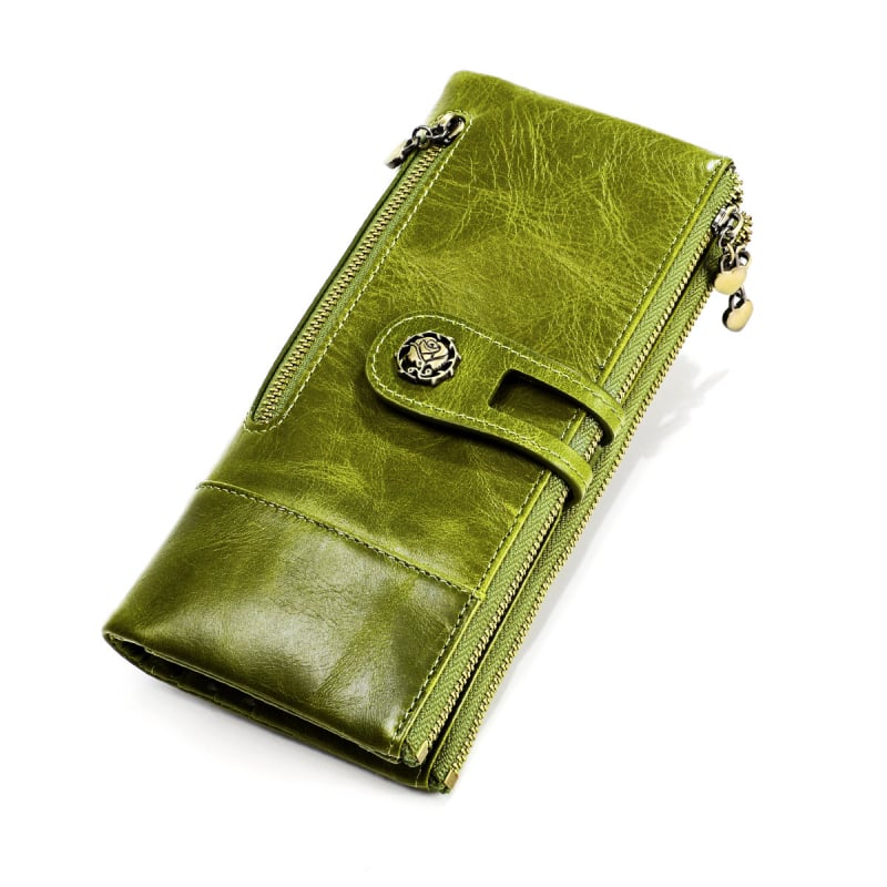 Γυναικείο μακρύ πορτοφόλι με RFID προστασία – Γνήσιο δέρμα, top-grain βοδινού δέρματος, Μοντέλο 3513, Εσωτερική επένδυση πολυεστέρα, Μονόχρωμο σχέδιο