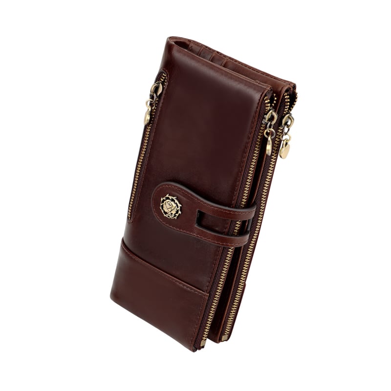 Γυναικείο μακρύ πορτοφόλι με RFID προστασία – Γνήσιο δέρμα, top-grain βοδινού δέρματος, Μοντέλο 3513, Εσωτερική επένδυση πολυεστέρα, Μονόχρωμο σχέδιο