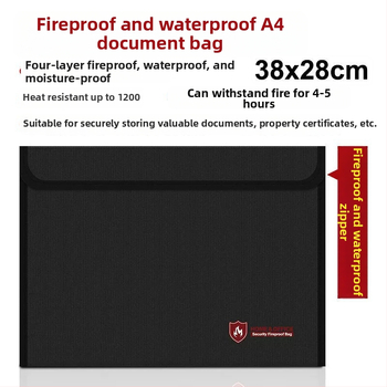 Огнеупорна папка за документи - фибростъкло, унисекс дизайн, запечатана водоустойчива, устойчива на високи температури, удебелено съхранение на документи