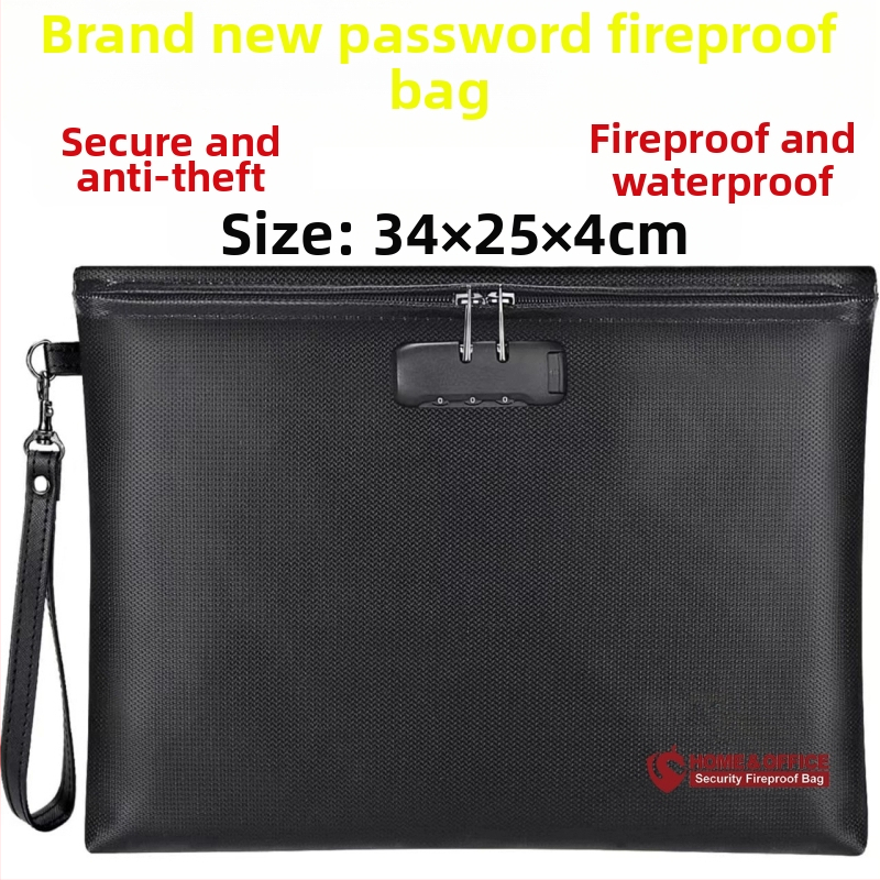 Vatrootporna torba za dokumente - vlakna stakla (fiberglass), unisex dizajn, zatvorena vodootporna, otporna na visoke temperature, debelo skladištenje dokumenata