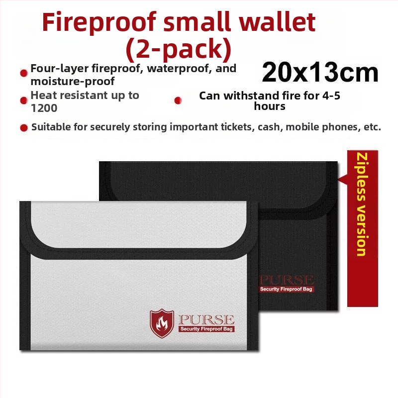 Vatrootporna torba za dokumente - vlakna stakla (fiberglass), unisex dizajn, zatvorena vodootporna, otporna na visoke temperature, debelo skladištenje dokumenata