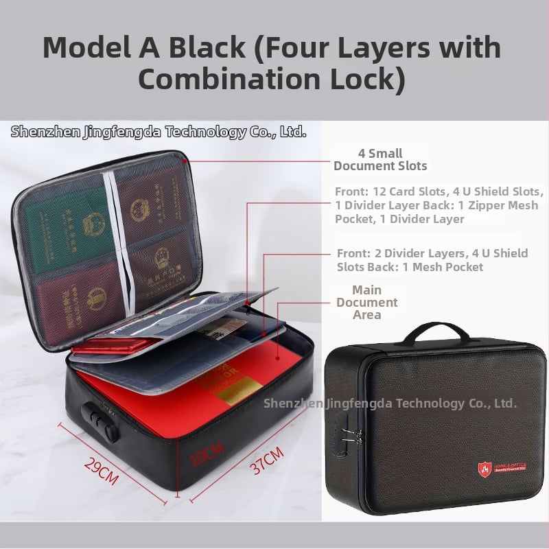 Огнеупорна папка за документи - фибростъкло, унисекс дизайн, запечатана водоустойчива, устойчива на високи температури, удебелено съхранение на документи