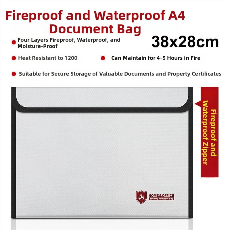 Огнеупорна папка за документи - фибростъкло, унисекс дизайн, запечатана водоустойчива, устойчива на високи температури, удебелено съхранение на документи