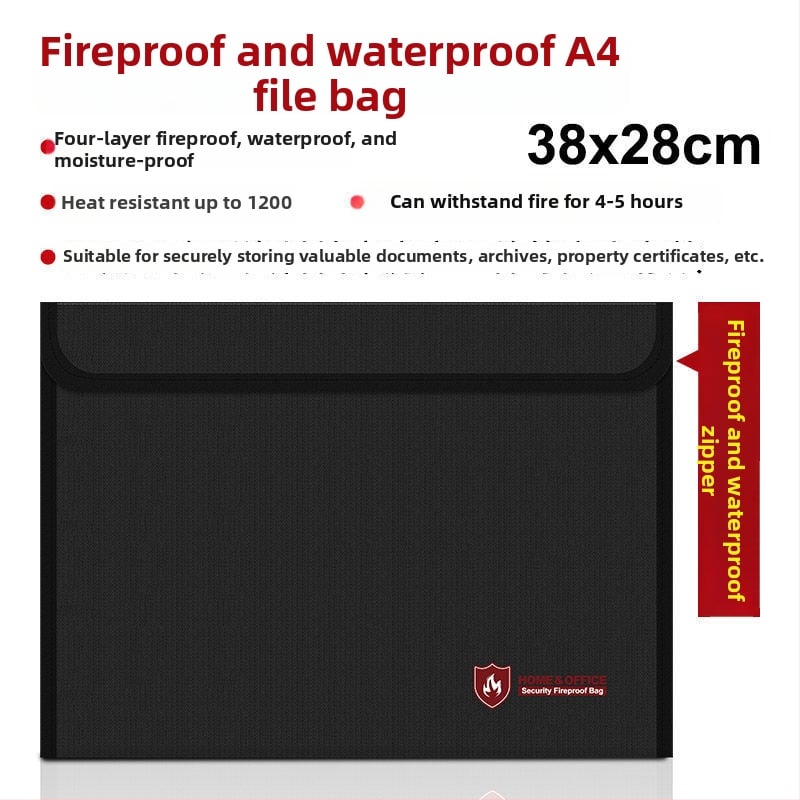 Огнеупорна папка за документи - фибростъкло, унисекс дизайн, запечатана водоустойчива, устойчива на високи температури, удебелено съхранение на документи