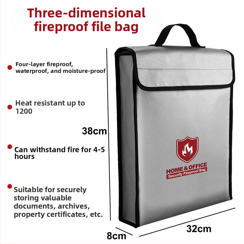 Огнеупорна папка за документи - фибростъкло, унисекс дизайн, запечатана водоустойчива, устойчива на високи температури, удебелено съхранение на документи
