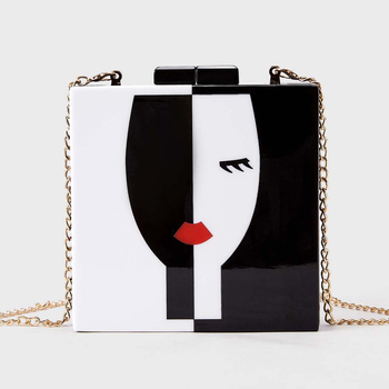 Акрилна чанта crossbody-клач с face-stitching, овална форма, магнитно затваряне, памучна подплата, джоб за телефон, пролет 2025