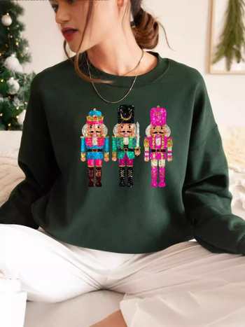 Pulover pentru femei cu model anime, mâneci lungi, guler rotund, croială lejeră, material poliester-elastan