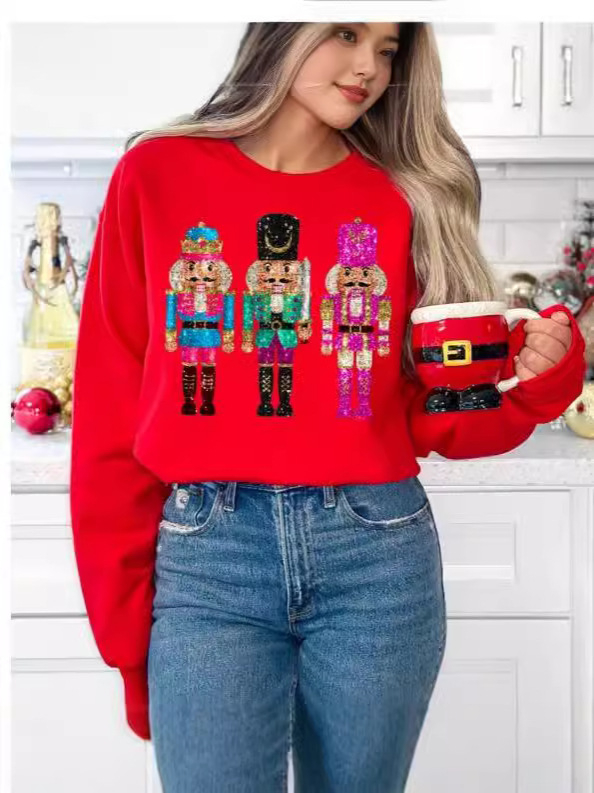 Pulover pentru femei cu model anime, mâneci lungi, guler rotund, croială lejeră, material poliester-elastan