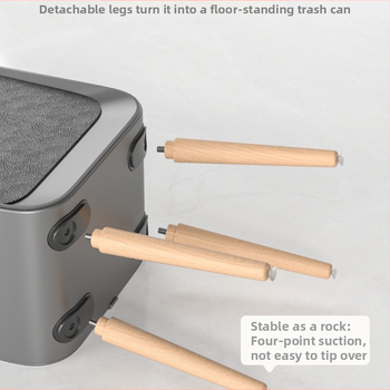 Äpp sensoriga prügikast koos katus ja küljeavatusega, ruudukujuline 18–25 L maht, puit- ja naha tekstuuriga viimistlus, elutoa, magamistoa ja köögi jaoks