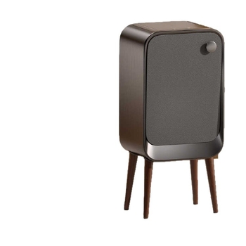 Умен кош за боклук със сензорно отваряне, капак и странично отваряне, квадратна кофа, обем 18–25 л, с дървесен модел и кожена текстура, подходящ за хол, спалня и кухня