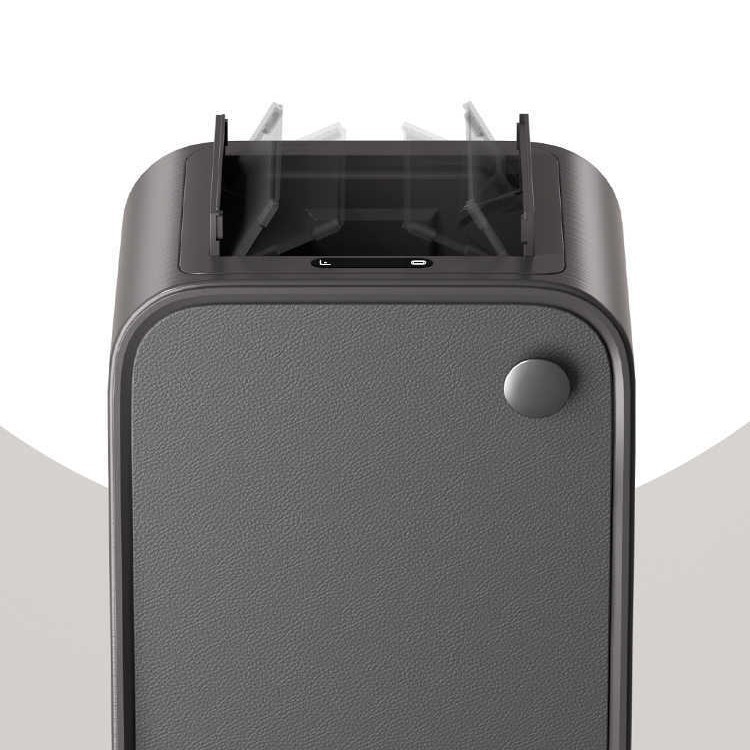 Умен кош за боклук със сензорно отваряне, капак и странично отваряне, квадратна кофа, обем 18–25 л, с дървесен модел и кожена текстура, подходящ за хол, спалня и кухня