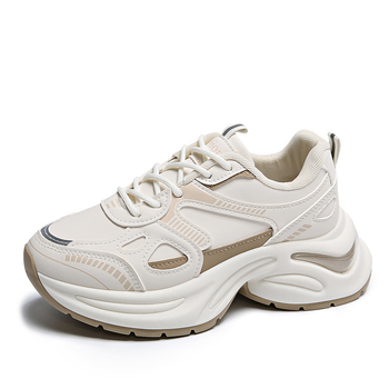 Нископрофилни маратонки с дебела подметка и предни връзки, дишащ мрежест вътрешен слой, PU горна, гумена подметка, унисекс, корейски стил dad shoes, пролет 2025