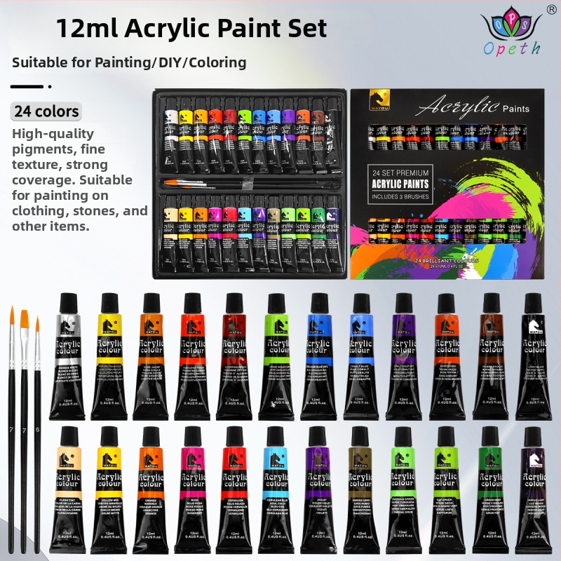 Obes akrüül- ja guaš pigmentide komplekt, plastpakend, kunstimaalimiseks