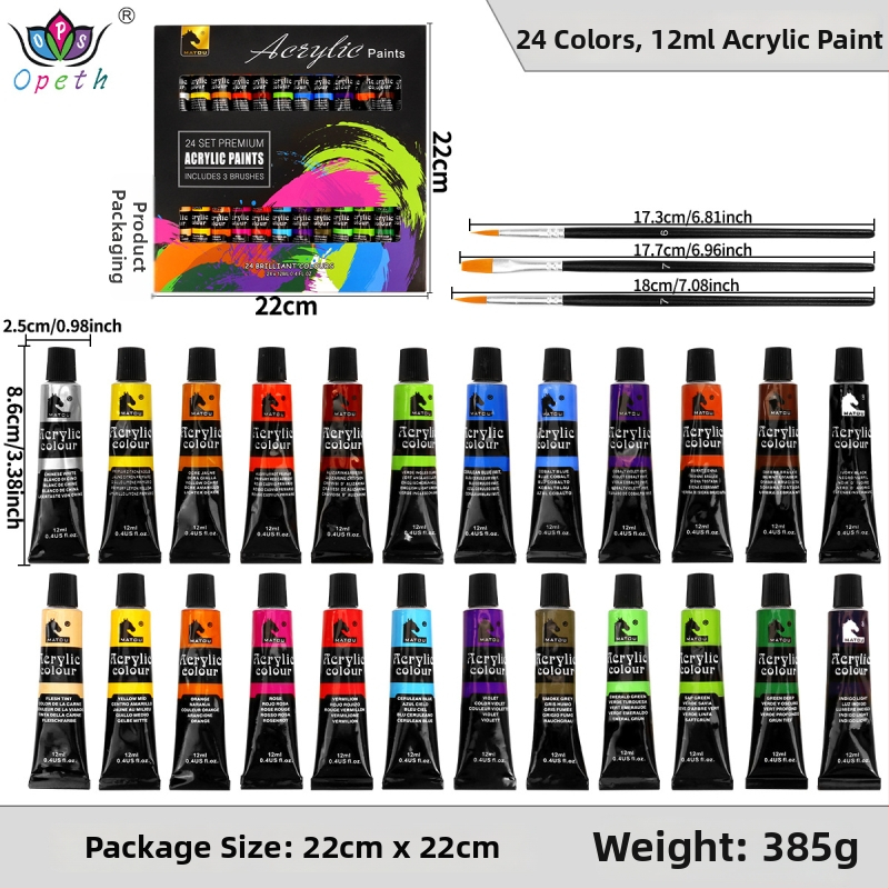 Obes akrüül- ja guaš pigmentide komplekt, plastpakend, kunstimaalimiseks