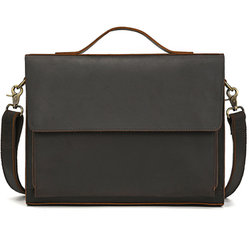 Мъжка кожена чанта за през рамо, първи слой телешка кожа, подплата полиестер‑памук, износоустойчива