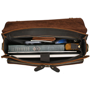 Мъжка кожена чанта за през рамо, първи слой телешка кожа, подплата полиестер‑памук, износоустойчива