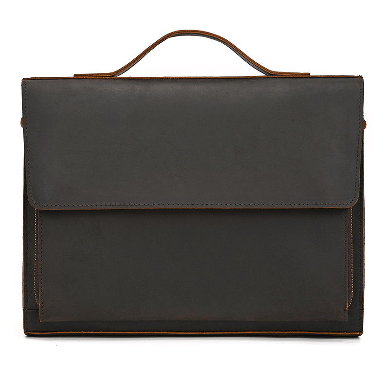 Мъжка кожена чанта за през рамо, първи слой телешка кожа, подплата полиестер‑памук, износоустойчива