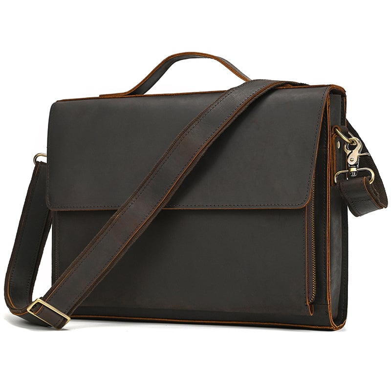 Мъжка кожена чанта за през рамо, първи слой телешка кожа, подплата полиестер‑памук, износоустойчива