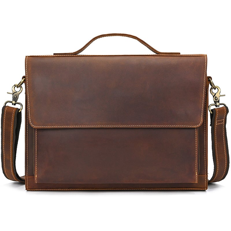 Мъжка кожена чанта за през рамо, първи слой телешка кожа, подплата полиестер‑памук, износоустойчива