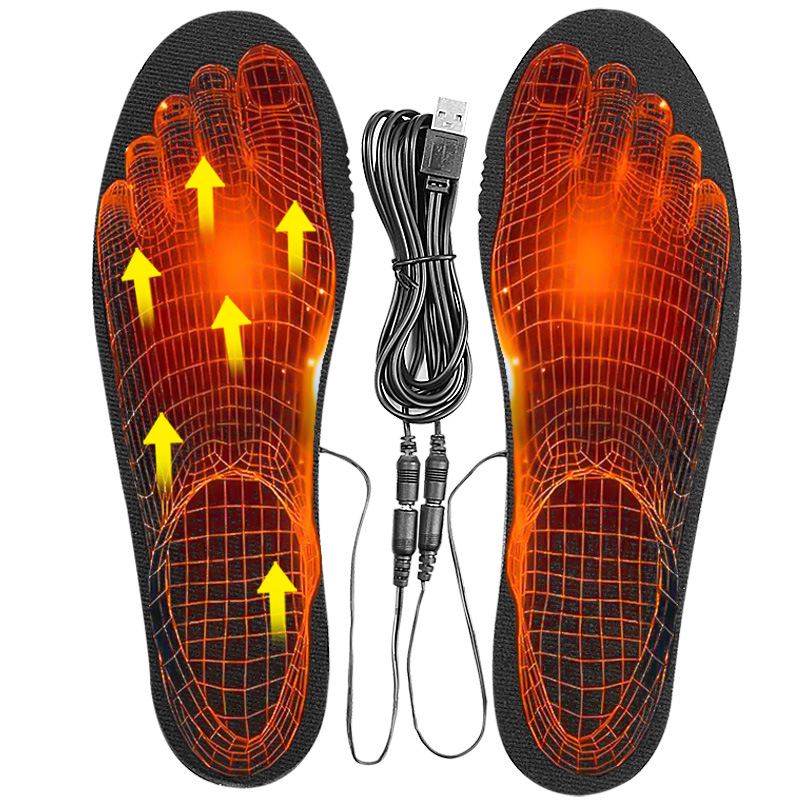 USB електрически отопляващи стелки за обувки, EVA нагревателна нишка, цялостна стелка, подходящи за маратонки, ежедневни обувки и ботуши, напълно подплатени