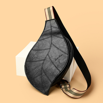 Τσάντα ώμου PU σε σχήμα φύλλου, dumpling στιλ, με φερμουάρ και κρυφή θήκη