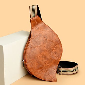 Τσάντα ώμου PU σε σχήμα φύλλου, dumpling στιλ, με φερμουάρ και κρυφή θήκη