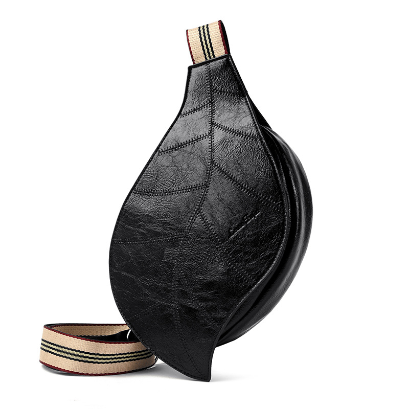 Τσάντα ώμου PU σε σχήμα φύλλου, dumpling στιλ, με φερμουάρ και κρυφή θήκη