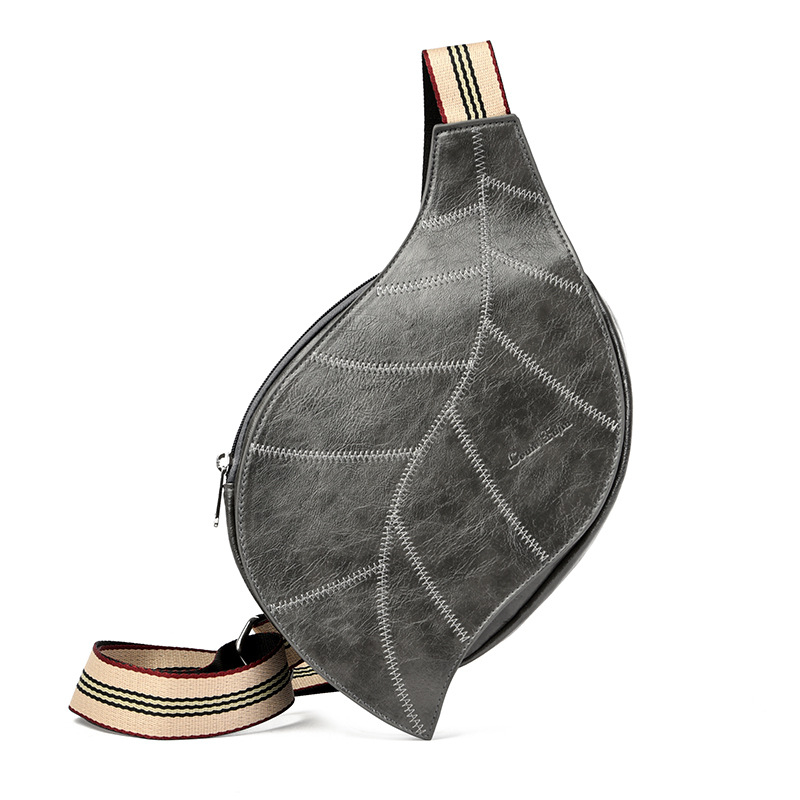 Τσάντα ώμου PU σε σχήμα φύλλου, dumpling στιλ, με φερμουάρ και κρυφή θήκη