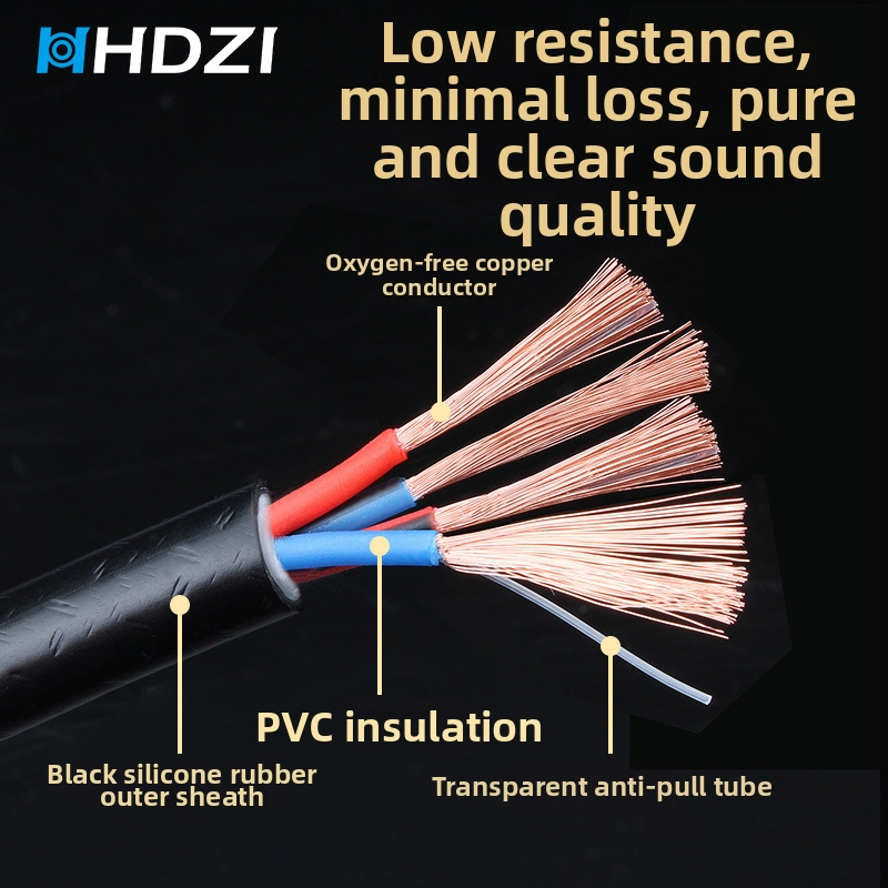 HiFi skaļrunāju kabelis – zeltīts pārklājums, oksidbrīvs vara kodols, tīrs vara, piemērots savienojumam ar pastiprinātāju un skaļruniem, CCC sertifikāts
