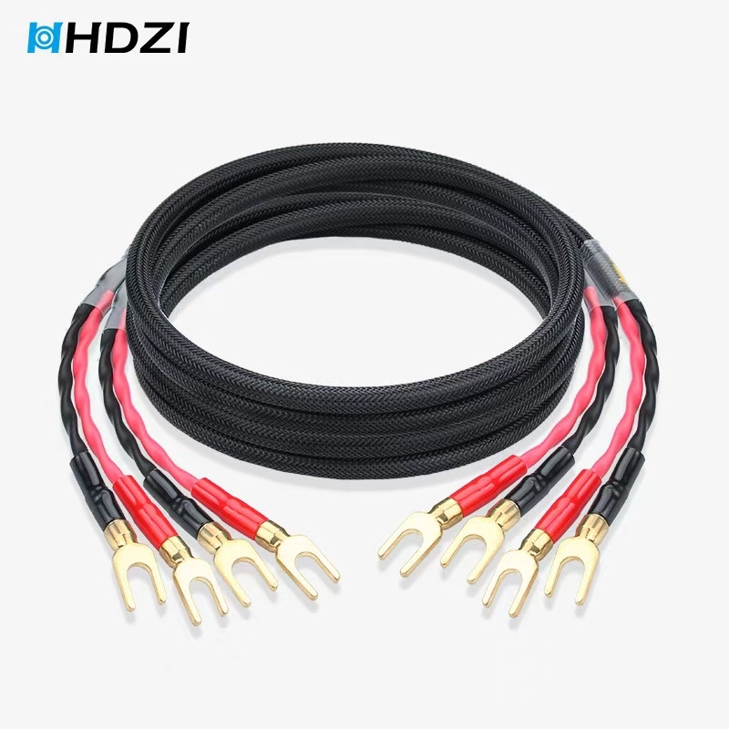 HiFi говорителен кабел – златно покритие, мед без кислородно ядро, чиста мед за връзка между усилвател и говорители, CCC сертифициран