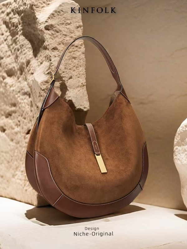 Dumpling bag за жени с дизайн за подмишница, материал супер влакна, PU подплата, магнитно затваряне, джоб за мобилен телефон