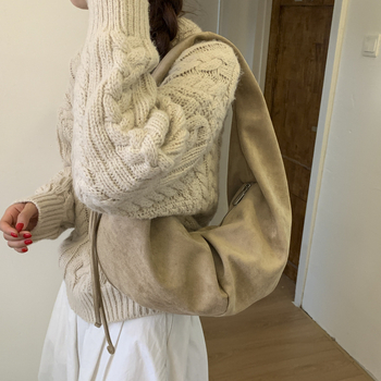 Γυναικεία σουέδ τσάντα Dumpling με φερμουάρ, επένδυση πολυεστέρα, εσωτερική θήκη για κινητό