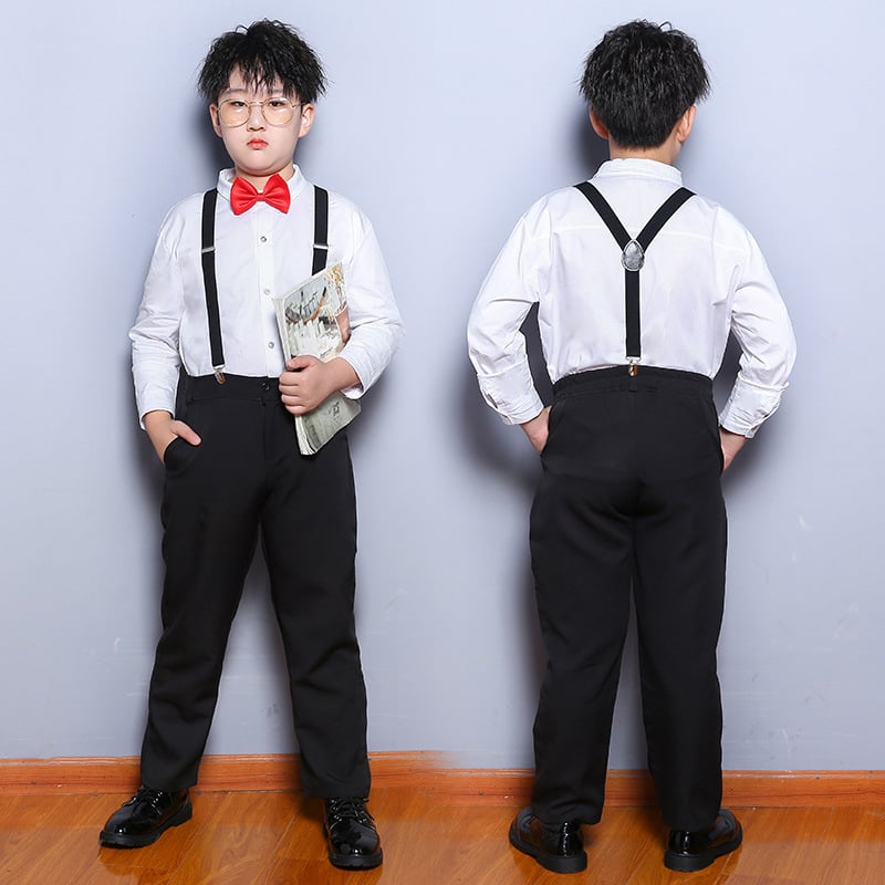 Детска риза за училищен хор, корейски стил, квадратна яка, дълги ръкави, 95% памук, за деца над 8 години (над 140 см)