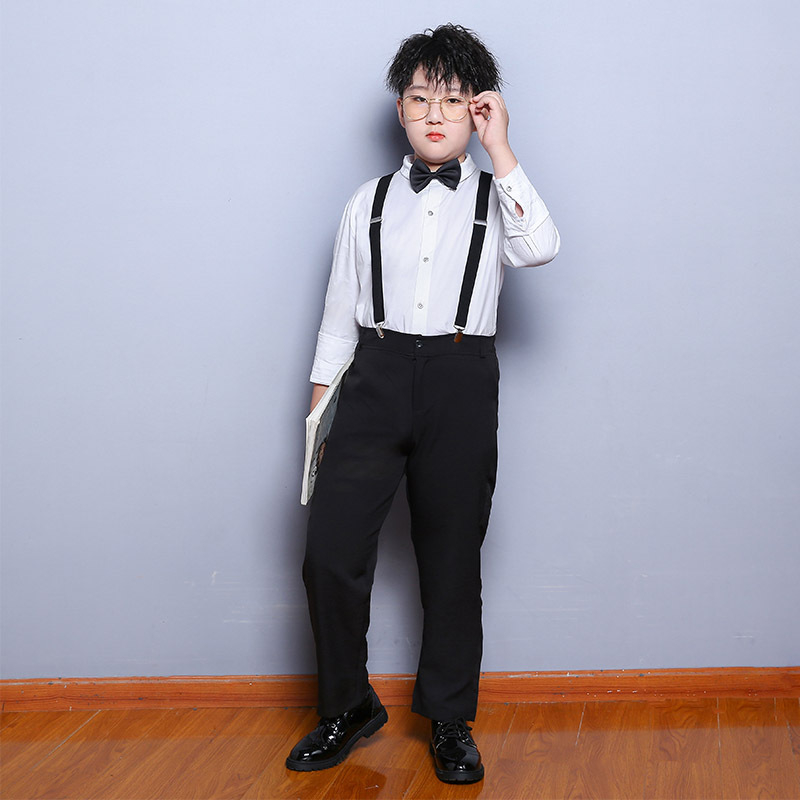 Детска риза за училищен хор, корейски стил, квадратна яка, дълги ръкави, 95% памук, за деца над 8 години (над 140 см)