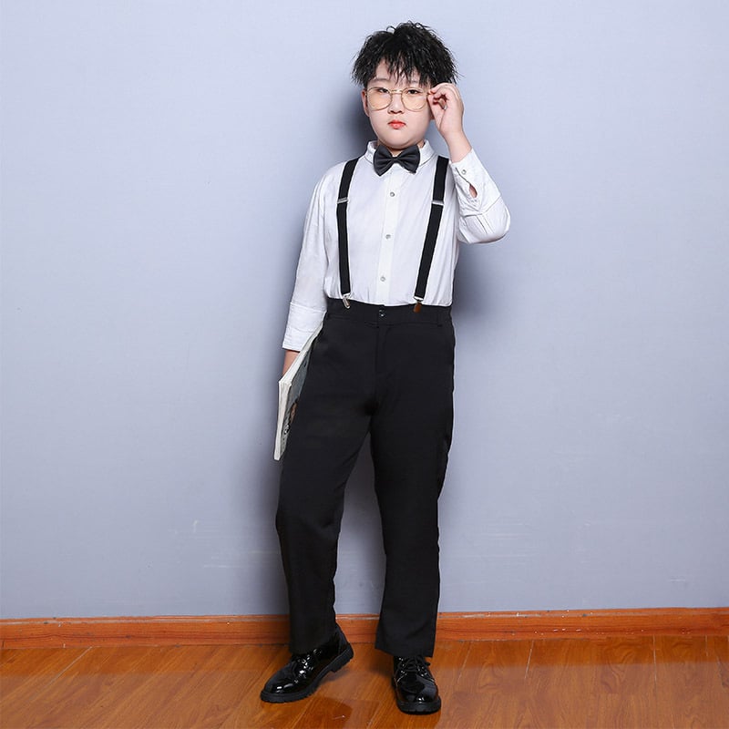 Детска риза за училищен хор, корейски стил, квадратна яка, дълги ръкави, 95% памук, за деца над 8 години (над 140 см)