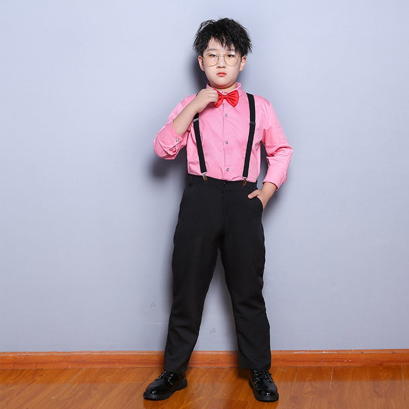 Детска риза за училищен хор, корейски стил, квадратна яка, дълги ръкави, 95% памук, за деца над 8 години (над 140 см)