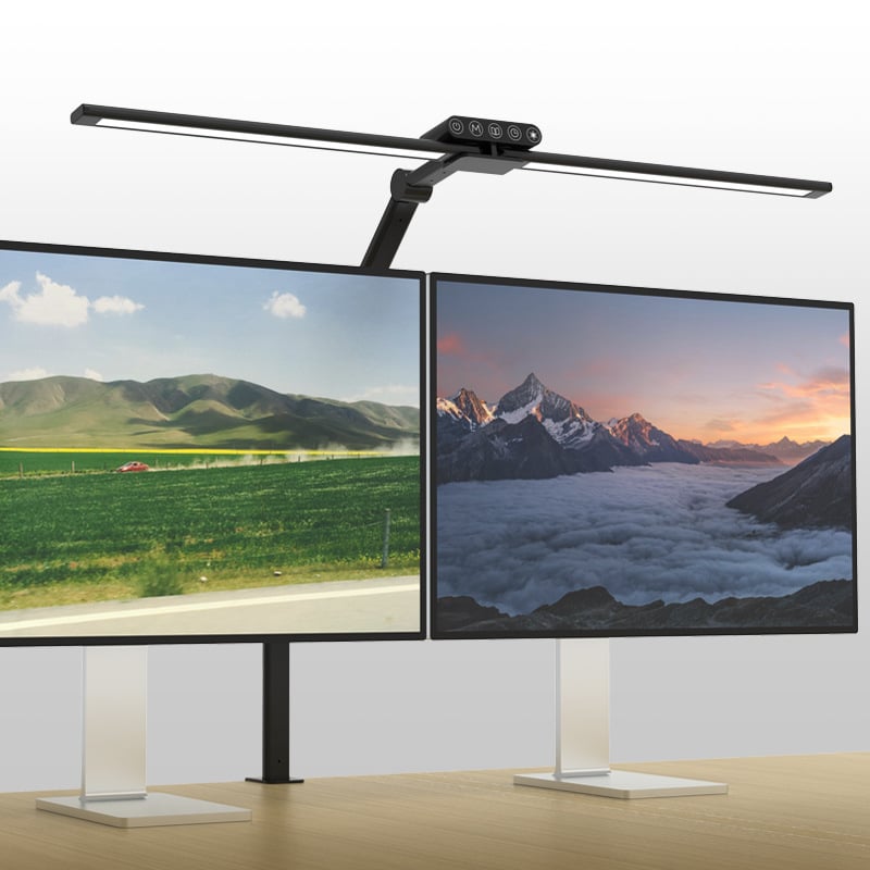 LED настолна лампа с дълъг рамо и щипка, алуминиев рамо, докосващ превключвател, CRI ≥90, пластмасов абажур, захранване от контакт