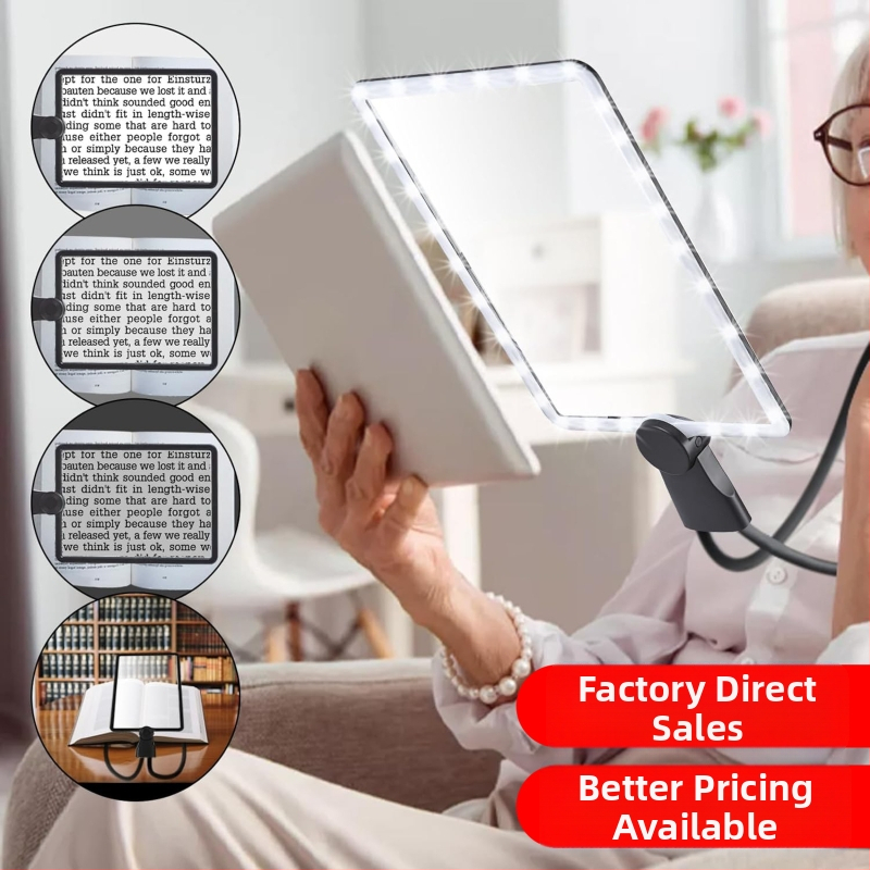 Sonke 8039-5 Įkraunama kvadratinė LED didinamoji lemputė su 50 LED, skirta rankiniam, staliniam arba kaklo pakabinimui – HD skaitymas