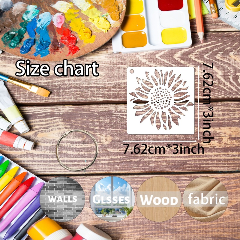 DIY шаблони за изрязване: серия цветя, животни и насекоми, калъпи за рисуване и графити; Материал: PET; Внос: Не; IP разрешение: Не