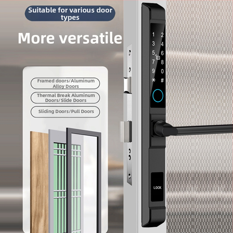 Замък за врати с пръстов отпечатък, модел QDA6, водоустойчив, за врати от алуминиева сплав, капацитет 100 отпечатъка, сканиране <0,5 s, процент фалшив прием 0,0001, диапазон -10°C до 75°C