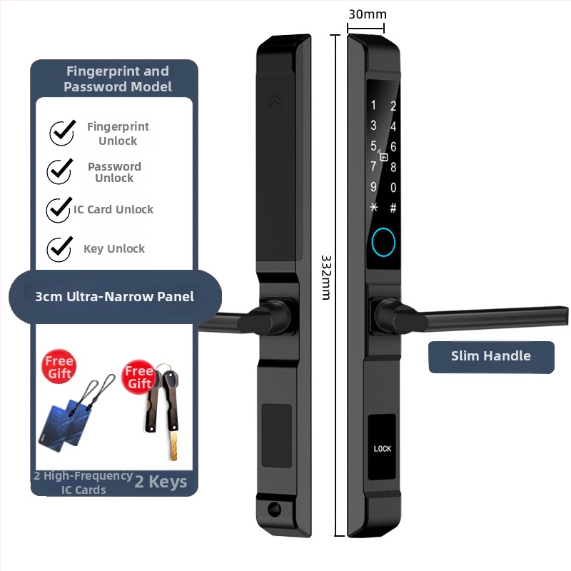 Замък за врати с пръстов отпечатък, модел QDA6, водоустойчив, за врати от алуминиева сплав, капацитет 100 отпечатъка, сканиране <0,5 s, процент фалшив прием 0,0001, диапазон -10°C до 75°C