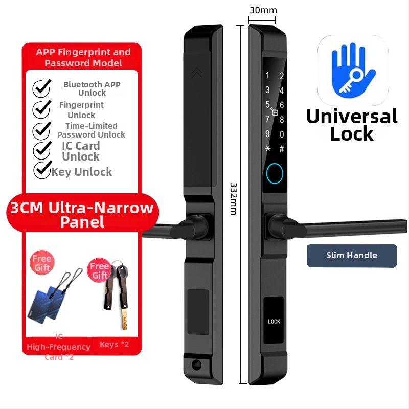 Замък за врати с пръстов отпечатък, модел QDA6, водоустойчив, за врати от алуминиева сплав, капацитет 100 отпечатъка, сканиране <0,5 s, процент фалшив прием 0,0001, диапазон -10°C до 75°C