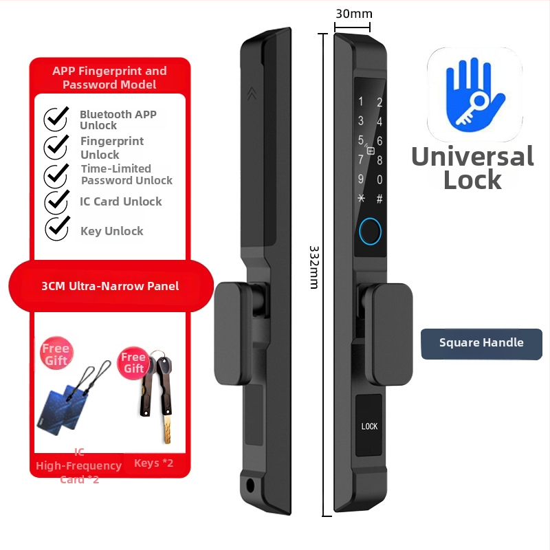 Замък за врати с пръстов отпечатък, модел QDA6, водоустойчив, за врати от алуминиева сплав, капацитет 100 отпечатъка, сканиране <0,5 s, процент фалшив прием 0,0001, диапазон -10°C до 75°C