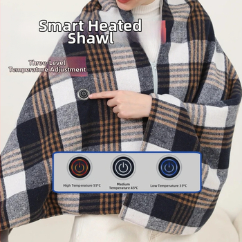 Elektrinis šildantis šalies pledas, USB maitinimas, 3 pakopų šildymas, 10W, poliesteris, grotelės raštas