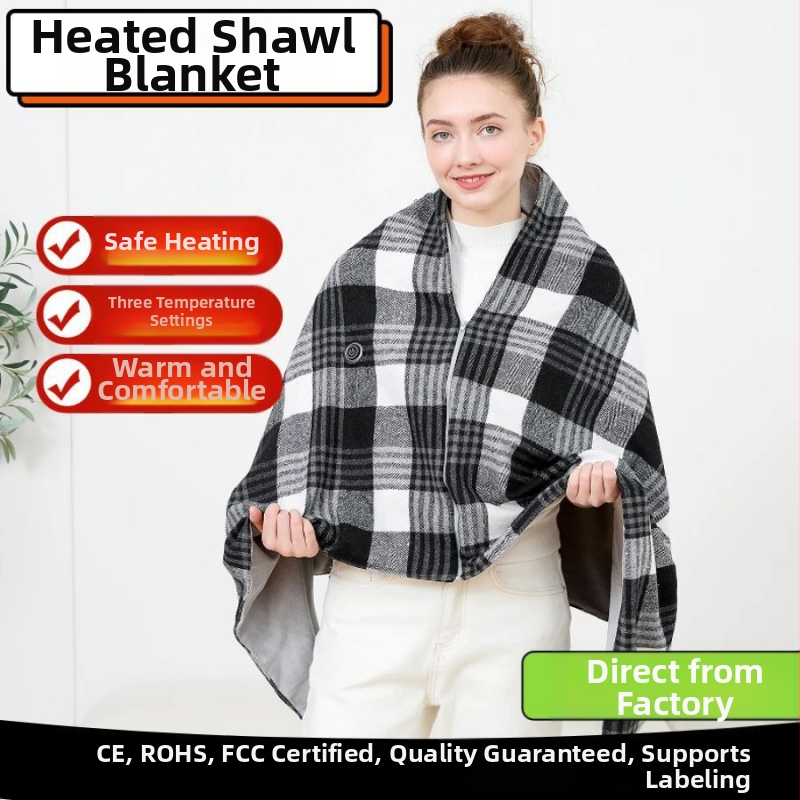 Elektrinis šildantis šalies pledas, USB maitinimas, 3 pakopų šildymas, 10W, poliesteris, grotelės raštas