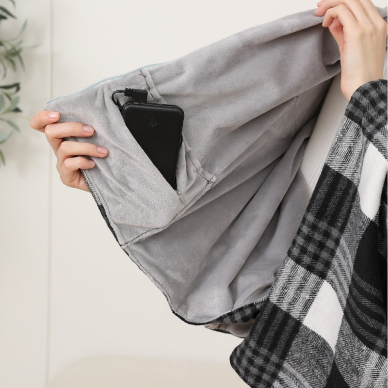 Ηλεκτρική Θερμαινόμενη Σάλι-Κουβέρτα, USB τροφοδοσία, 3 επίπεδα θέρμανσης, 10W, Πολυεστέρας, σχέδιο με πλέγμα