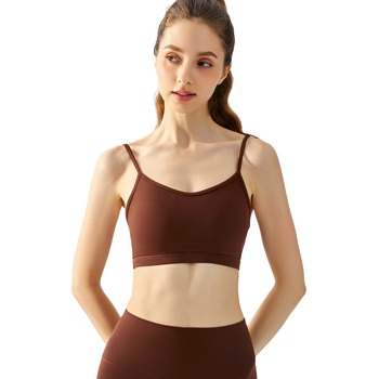 Женски спортен сутиен за йога с тесен силует и дизайн за красив гръб, фиксирана чашка, регулируеми презрамки, подплатен, 80% найлон, 20% спандекс