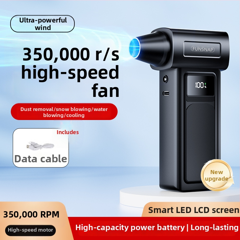 Käeshoitav ventilaator, 4 kiirust, brushless mootor, sisseehitatud aku 2000–4000 mAh, heli 36–45 dB